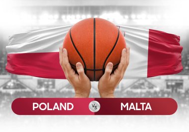 Polonya, Malta milli basketbol takımlarına karşı basketbol topu yarışma kupası konsepti