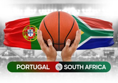 Portekiz, Güney Afrika milli basketbol takımlarına karşı basketbol topu yarışma kupası konsepti imajı