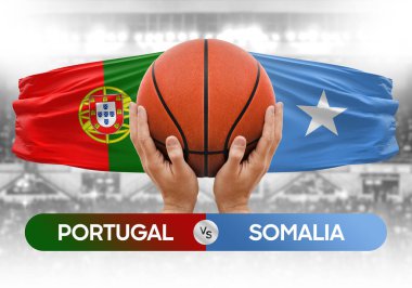 Portekiz, Somali milli basketbol takımlarına karşı basketbol topu yarışma kupası konsepti imajı