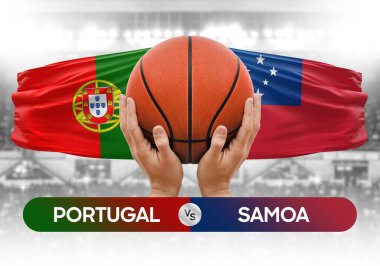 Portekiz, Samoa Millî Basketbol Takımı 'na karşı basketbol topu yarışma kupası konsepti