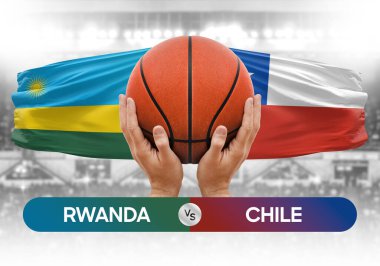 Ruanda Şili milli basketbol takımlarına karşı basketbol topu yarışma kupası konsepti imajı