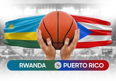 Ruanda, Porto Riko 'ya karşı milli basketbol takımları basketbol maçı kupası konsepti