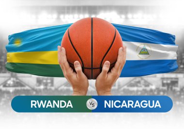 Ruanda, Nikaragua milli basketbol takımlarına karşı basketbol topu yarışma kupası konsepti