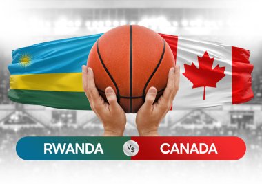 Ruanda, Kanada milli basketbol takımlarına karşı basketbol topu yarışma kupası konsepti