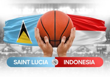 Saint Lucia, Endonezya 'ya karşı milli basketbol takımları basketbol topu yarışma kupası konsepti