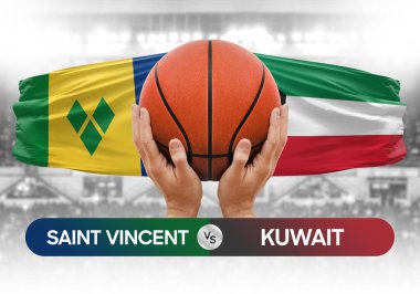 Saint Vincent Grenadines Kuveyt 'e karşı milli basketbol takımları basketbol topu yarışma kupası konsepti