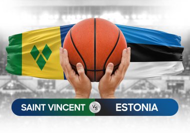 Saint Vincent Grenadines, Estonya 'ya karşı milli basketbol takımları basketbol topu yarışma kupası konsepti