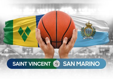 Saint Vincent Grenadines, San Marino milli basketbol takımlarına karşı basketbol topu yarışma kupası konsepti