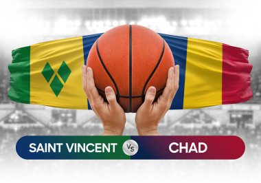 Saint Vincent Grenadines, Chad ulusal basketbol takımlarına karşı basketbol topu yarışma kupası konsepti