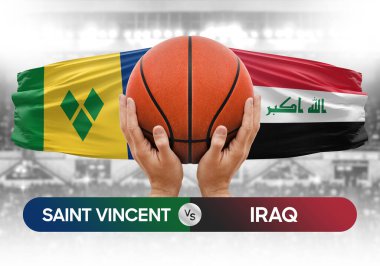 Saint Vincent Grenadines, Irak milli basketbol takımlarına karşı basketbol topu yarışma kupası konsepti