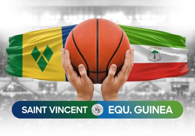 Saint Vincent Grenadines Ekvator Ginesine karşı milli basketbol takımları basketbol topu yarışma kupası konsepti