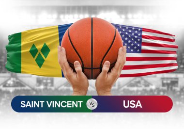 Saint Vincent Grenadines, ABD milli basketbol takımlarına karşı basketbol topu yarışma kupası konsepti