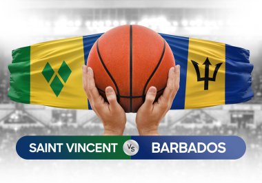 Saint Vincent Grenadines Barbados Millî Basketbol Takımı 'na karşı Basketbol Topu Yarışması Kupası konsepti