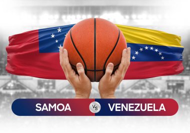 Samoa, Venezuela 'ya karşı milli basketbol takımları basketbol topu yarışma kupası konsepti