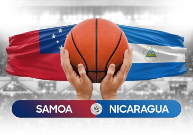 Samoa, Nikaragua 'ya karşı milli basketbol takımları basketbol topu yarışma kupası konsepti