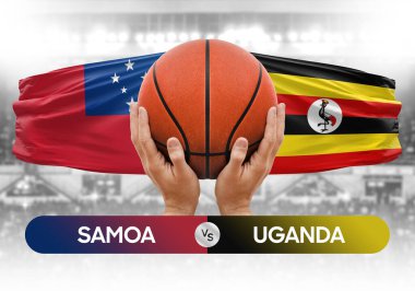 Samoa, Uganda milli basketbol takımlarına karşı basketbol topu yarışma kupası konsepti