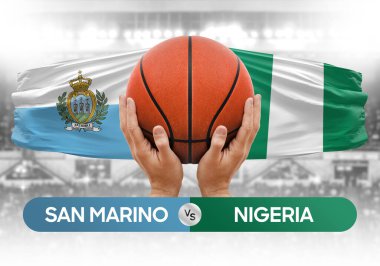 San Marino Nijerya 'ya karşı milli basketbol takımları basketbol maçı kupası konsepti