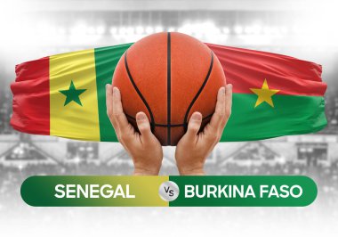 Senegal, Burkina Faso 'ya karşı milli basketbol takımları basketbol topu yarışma kupası konsepti