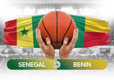 Senegal, Benin Millî Basketbol Takımı 'na karşı basketbol topu yarışma kupası konsepti