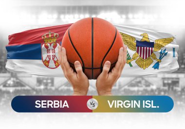 Sırbistan, Virgin Adaları milli basketbol takımlarına karşı basketbol topu yarışma kupası konsepti imajı