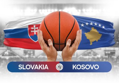 Slovakya, Kosova milli basketbol takımlarına karşı basketbol topu yarışma kupası konsepti imajı