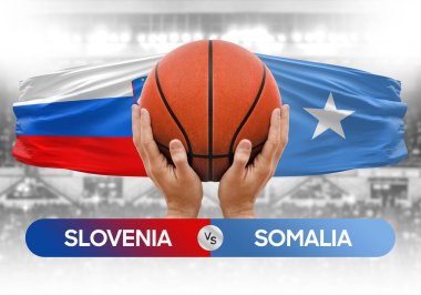 Slovenya, Somali milli basketbol takımlarına karşı basketbol topu yarışma kupası konsepti imajı