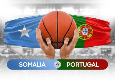 Somali, Portekiz milli basketbol takımlarına karşı basketbol topu yarışma kupası konsepti