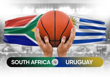 Güney Afrika, Uruguay milli basketbol takımlarına karşı basketbol topu yarışma kupası konsepti