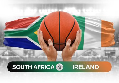 Güney Afrika, İrlanda milli basketbol takımlarına karşı basketbol topu yarışma kupası konsepti