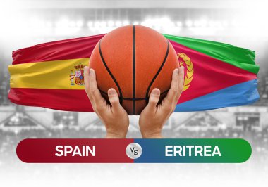 İspanya, Eritre Millî Basketbol Takımı 'na karşı basketbol topu yarışma kupası konsepti