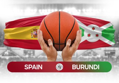 İspanya, Burundi Millî Basketbol Takımı 'na karşı basketbol topu yarışma kupası konsepti