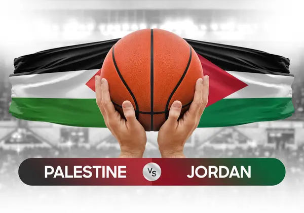 Palestine vs Jordan national basketball teams basket ball match competition cup concept image