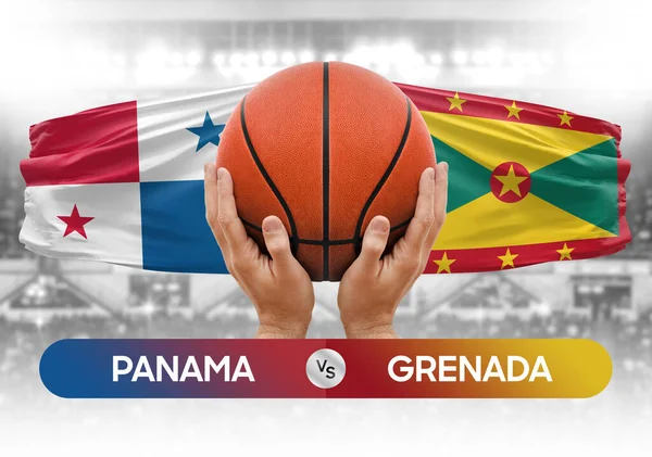 Panama, Grenada milli basketbol takımlarına karşı basketbol topu yarışma kupası konsepti imajı