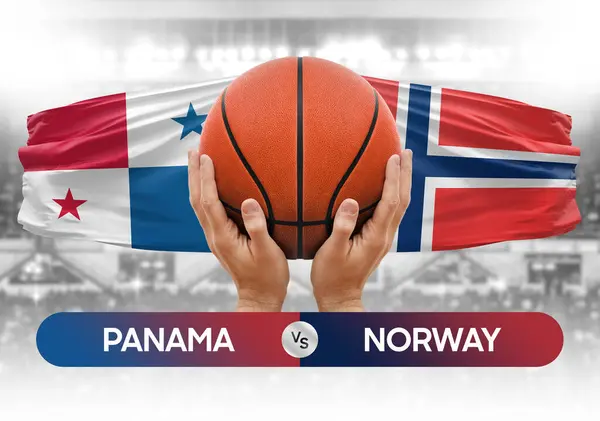 Panama, Norveç milli basketbol takımlarına karşı basketbol topu yarışma kupası konsepti