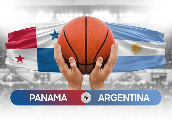 Panama, Arjantin milli basketbol takımlarına karşı basketbol topu yarışma kupası konsepti