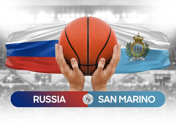 Russia vs San Marino national basketball teams basket ball match competition cup concept image