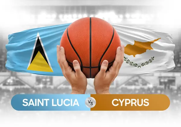 Saint Lucia, Kıbrıs Rum Kesimi milli basketbol takımlarına karşı basketbol topu yarışma kupası konsepti