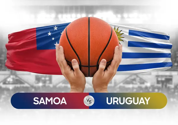 Samoa vs Uruguay national basketball teams basket ball match competition cup concept image