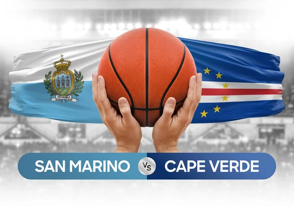San Marino, Cape Verde Milli Basketbol Takımı 'na karşı basketbol topu yarışma kupası konsepti