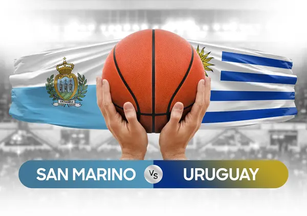 San Marino vs Uruguay national basketball teams basket ball match competition cup concept image