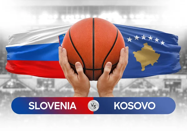 Stock image Slovenia vs Kosovo national basketball teams basket ball match competition cup concept image