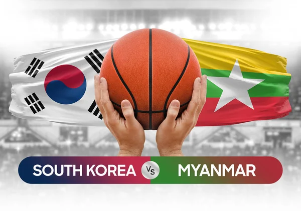 South Korea vs Myanmar national basketball teams basket ball match competition cup concept image