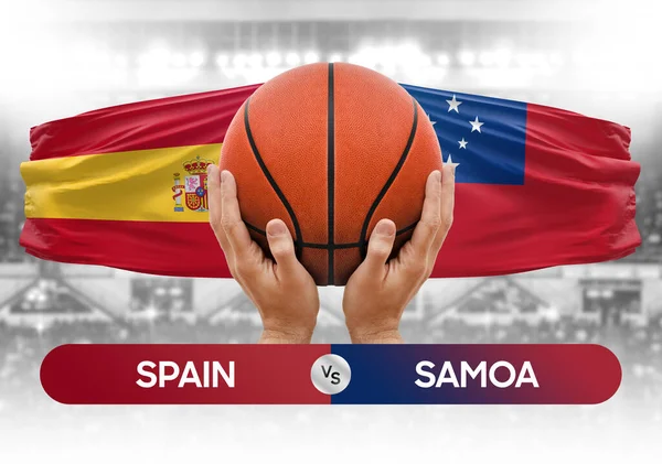 stock image Spain vs Samoa national basketball teams basket ball match competition cup concept image