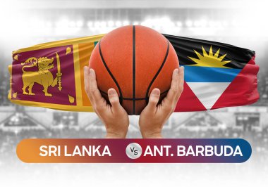 Sri Lanka, Antigua ve Barbuda milli basketbol takımlarına karşı basketbol topu yarışma kupası konsepti