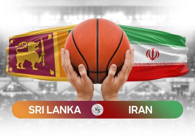 Sri Lanka, İran milli basketbol takımlarına karşı basketbol topu yarışma kupası konsepti