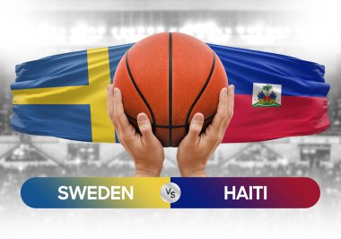 İsveç, Haiti Millî Basketbol Takımı 'na karşı basket topu yarışma kupası konsepti