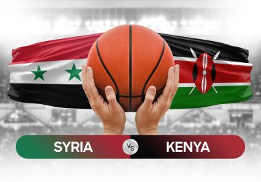 Suriye Kenya milli basketbol takımlarına karşı basketbol topu yarışma kupası konsepti