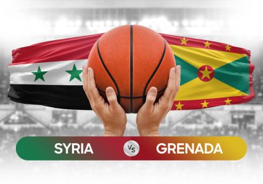 Suriye, Grenada Millî Basketbol Takımı 'na karşı basketbol topu yarışma kupası konsepti