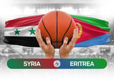 Suriye, Eritre Millî Basketbol Takımı 'na karşı basketbol topu yarışma kupası konsepti