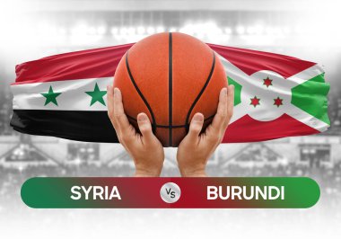 Suriye, Burundi Millî Basketbol Takımı 'na karşı basketbol topu yarışma kupası konsepti